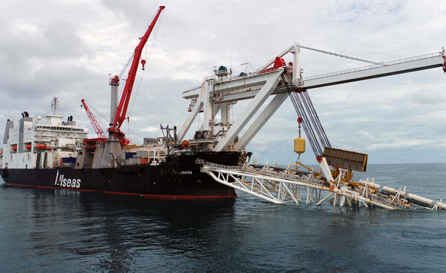 Allseas’ pipelay vessel Audacia. (Image credit: Allseas)