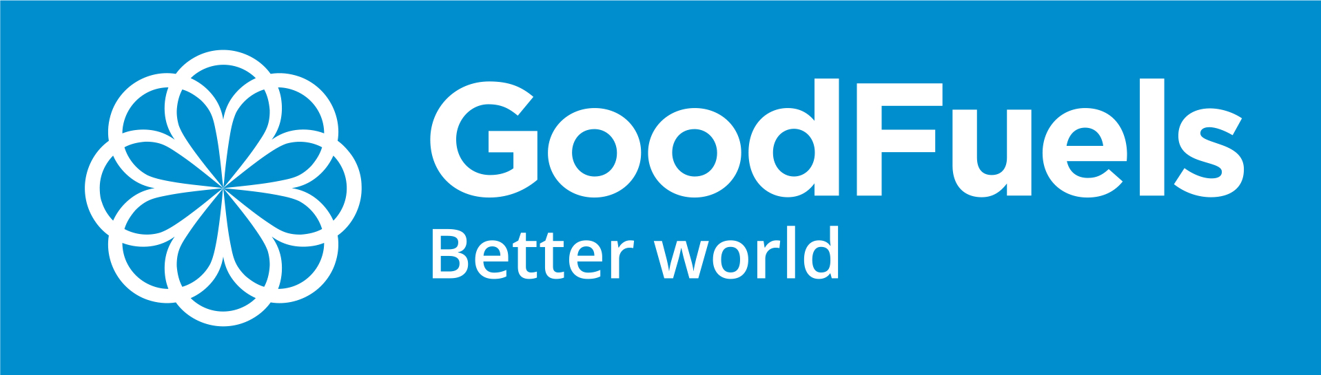 goodfuels logo wit op blauw vlak