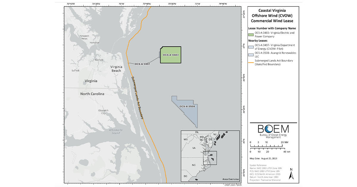 BOEM Completes Environmental Review of Coastal Virginia Offshore Wind Project