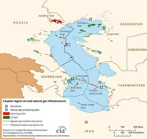 caspian fields map