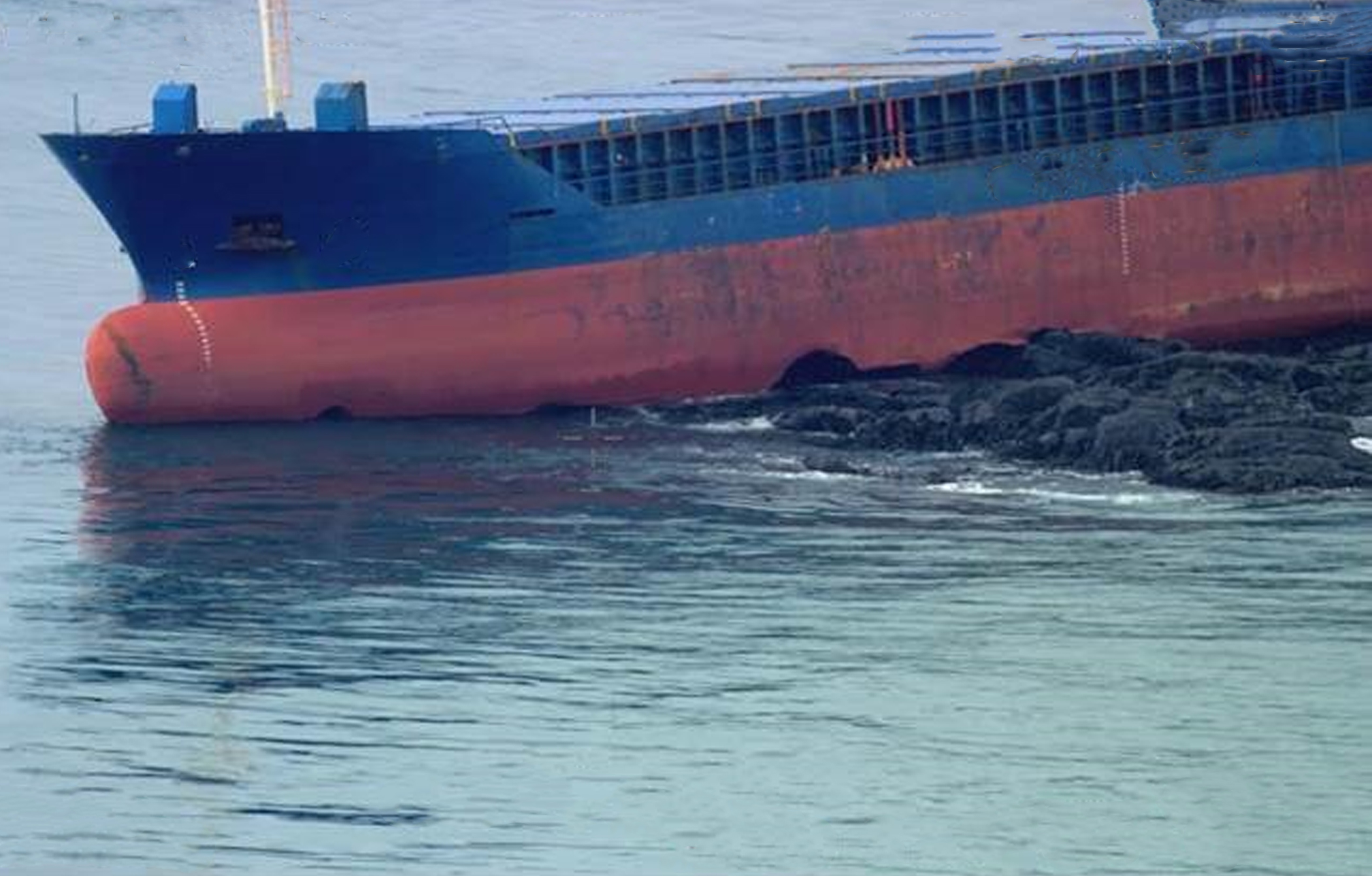 2 Grounded Cargo Vessel Port Bow Aerial View