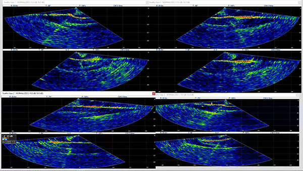 5 Swath view displaying across track and along track swaths during operation mode