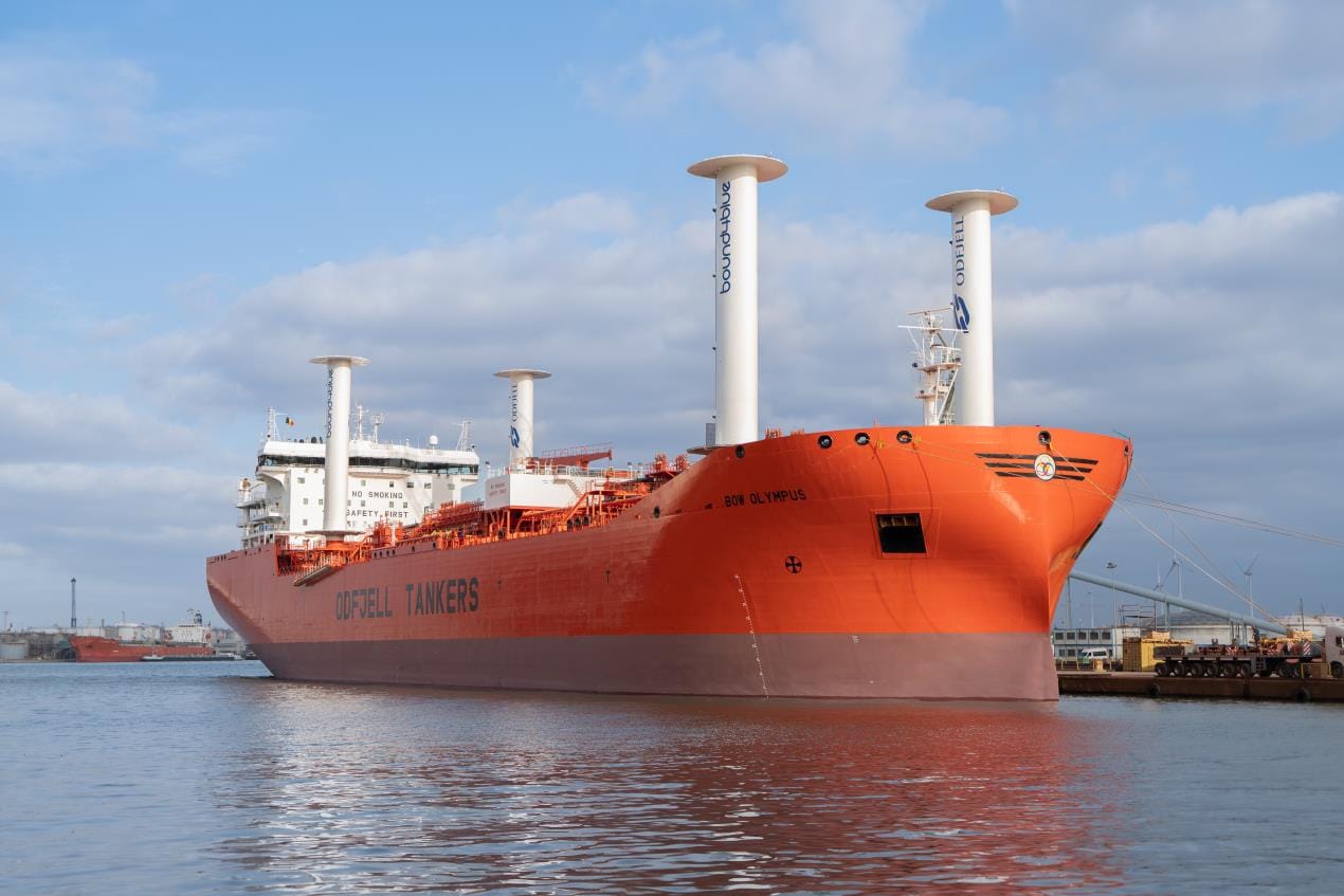 bound4blue Closes $44M Funding Round to Advance Maritime Wind Propulsion Technology 3 4 Bow Olympus