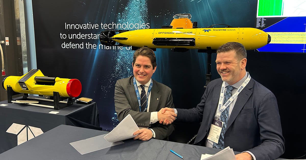 Stefan Reynisson, Teledyne Gavia and Johan Björck, FMV at Navy Tech 2026. (Image credit: Teledyne Marine)