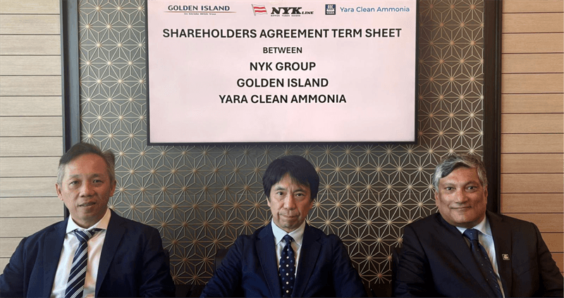 Johnny Tan, Managing Director, Golden Island, Atsuya Nojiri, Managing Director, Nyi Bulkship Asia Pte Ltd. And Murali Srinivasan, Svp Commercial, Yara Clean Ammonia.