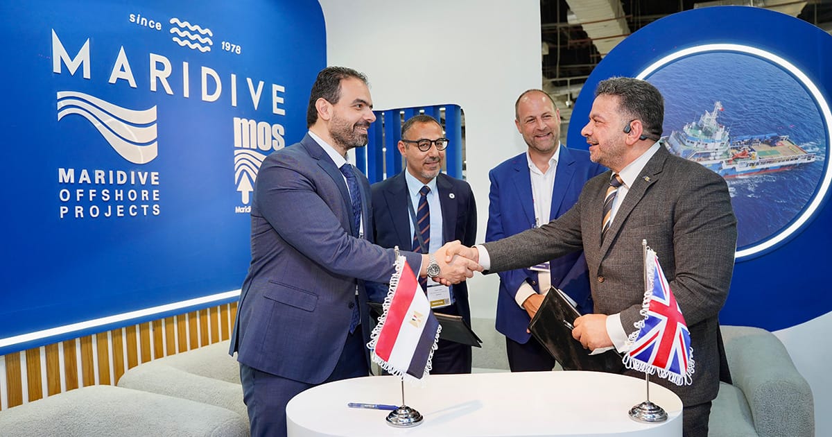 Muhammad Fouda, operations director at Maridive & Oil Services (left) and captain Tamer Gamil, ABL’s country manager in Egypt (right).