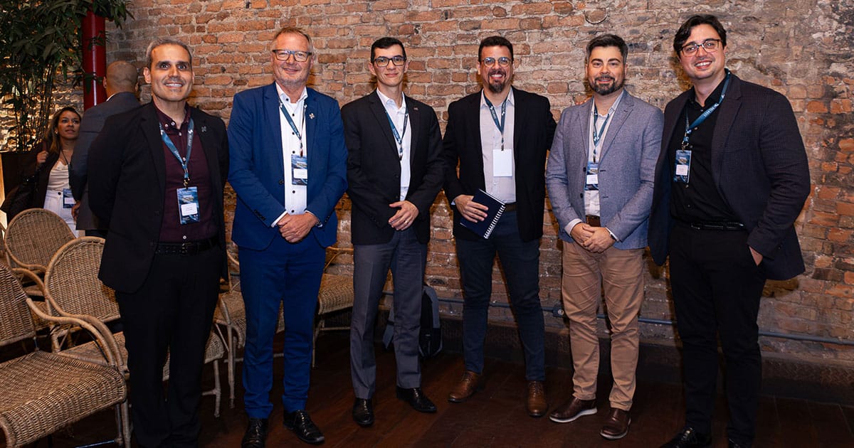 L-R: Randolfo Vale, Head of Commercial & Client Management, Belga Marine, Jan Lomholdt, Honorary Consul of Sweden and CEO, Belga Marine, Gabriel Siqueira, Lifecycle General Manager for Latin America, Wärtsilä, Denis Morais, Head of Aftermarket Sales for South America, Kongsberg Maritime, Thales Moran, Head of FPSO operations and Technical Support and Asset Manager, Altera & Ocyan, Bjorn Madsen, CCO, Pelagus.
