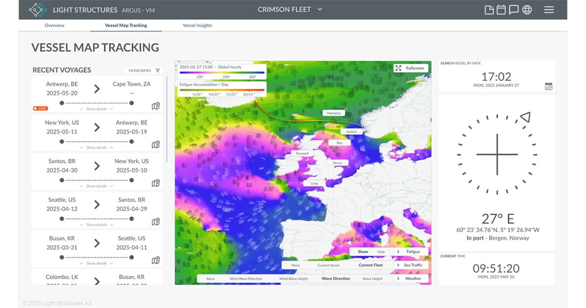 Vessel Tracking Map in the ARGUS-VM system.