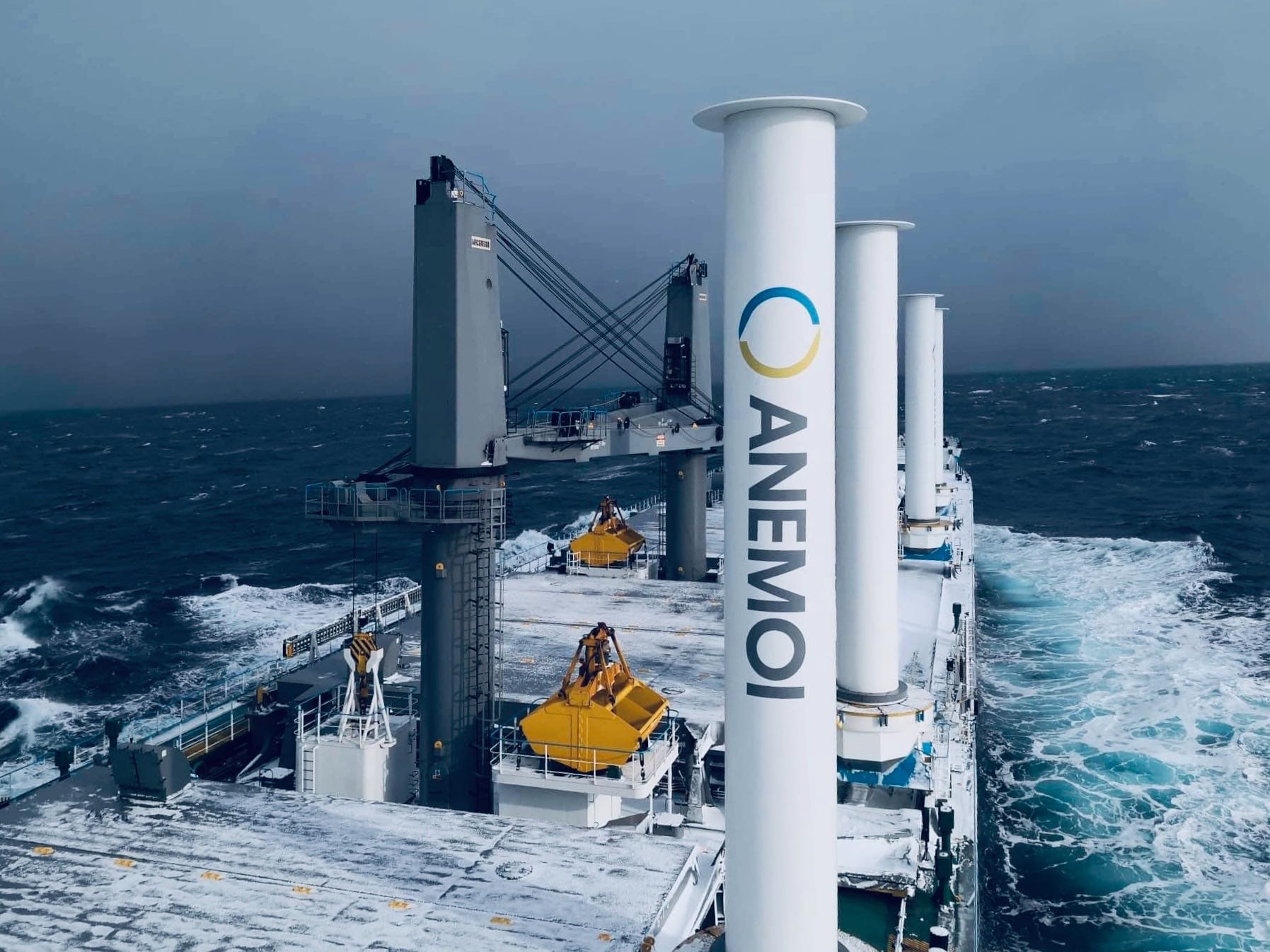 Anemoi Rotor Sails Marks Major Milestone for Wind-Assisted Propulsion 2 M/V Afros At Sea With Four Anemoi Rotor Sails Installed, Demonstrating The Wind-Assisted Propulsion System In Operation.