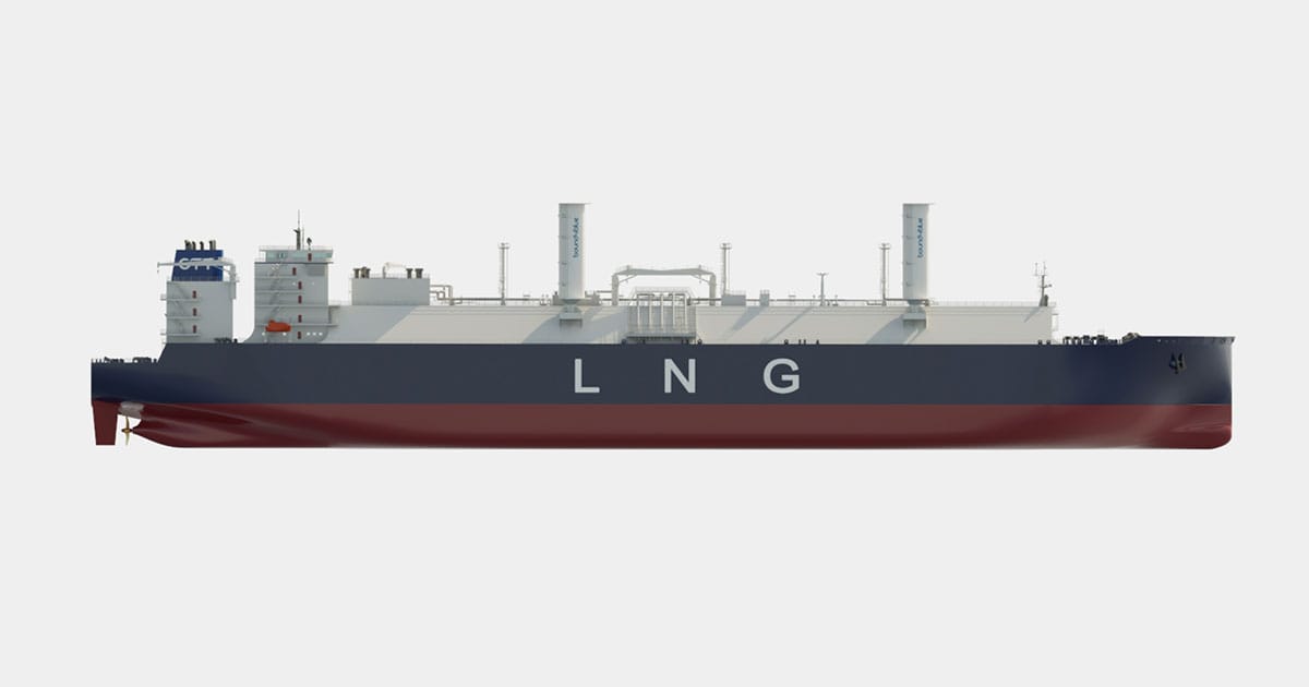 GTT 200,000 cbm Liquid Natural Gas Carrier (LNGC) concept integrating the bound4blue eSAIL® system.
