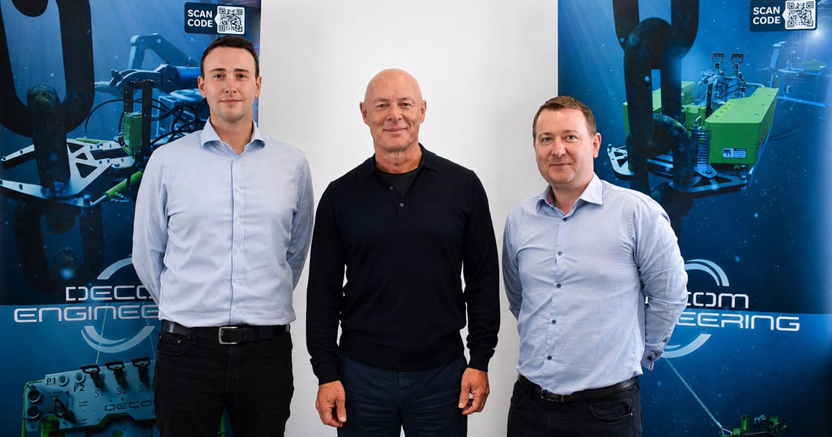 L-R: Decom Engineering’s Head of Business Development Michael O’Neill, Chairman Keith McDermott and Head of Engineering Calum Dey.
