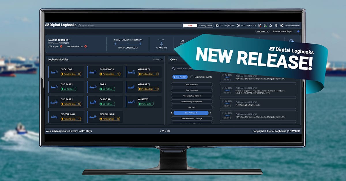 Digital Logbooks from NAVTOR - accelerating the move from paper to pixels.