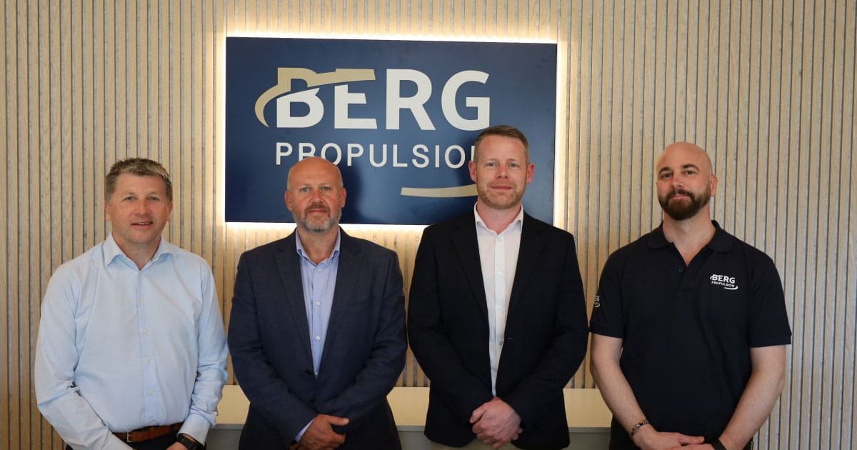 Jörgen Karlsson, GM, Sales & Service, Europe & Americas, Berg Propulsion, Ryan McIntyre Managing Director, Stone Marine Services, Thomas Panter, Manager, Sales & Business Development, Stone Marine Service, Johan Dyberg, Service Manager, Europe & Americas, Berg Propulsion.