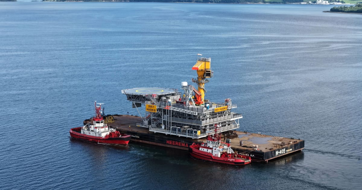 The topside for the Hugin B platform in Yggdrasil sailed from Aker Solutions' yard in Verdal