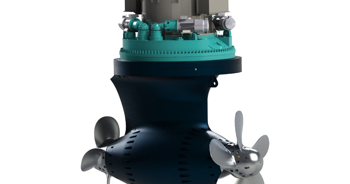 Each Arctic Security Cutter will be equipped with two SP 120 CRP ECO ARC LM propulsors (pictured). In addition, Steerprop will deliver SP 25 TT ARC bow tunnel thrusters. (Credit: Steelprop)