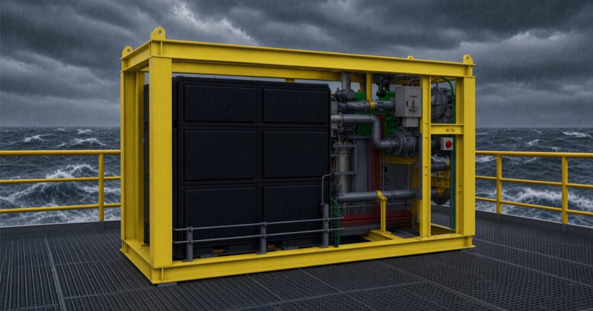 Conceptual image for SOFC 40 kW pilot skid on an FPSO. (Image credit: MODEC)