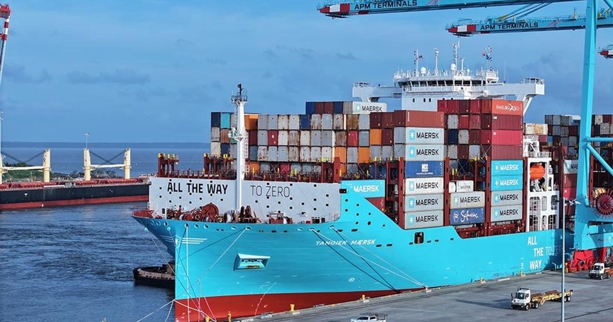 Tangier Maersk at the Port of Mobile. (Image credit: Alabama Port Authority)